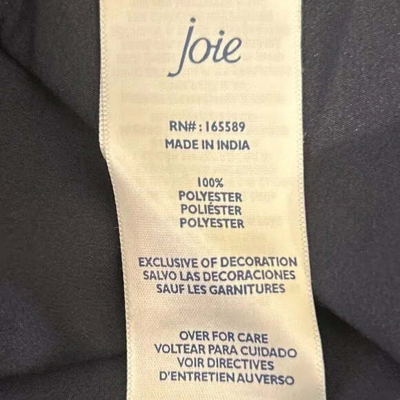 Joie SZL NWT Silky Navy Baltic Print smocked dress Dressy Office Boho Romantic - Picture 12 of 13